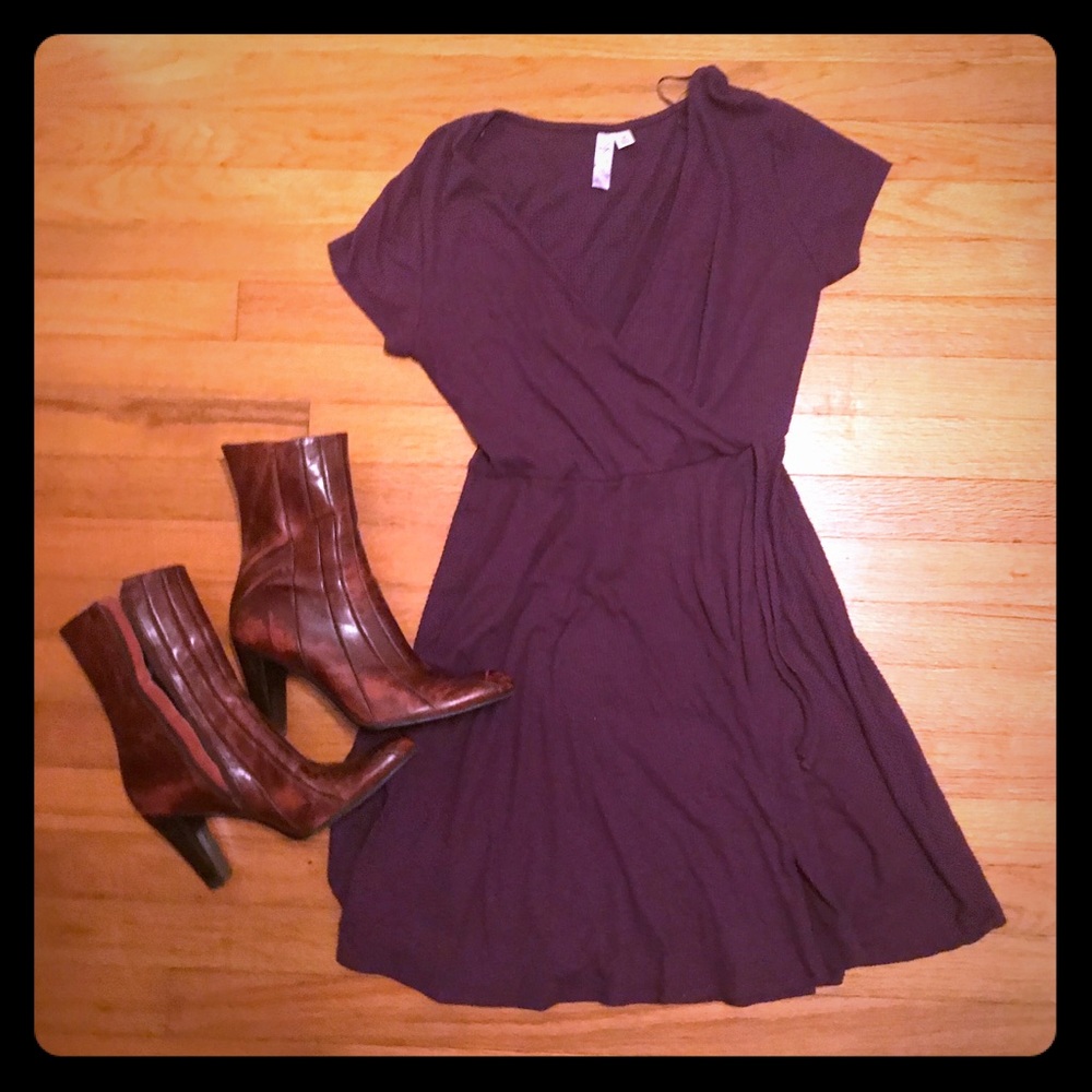 Francescas Knit Purple Wrap Dress